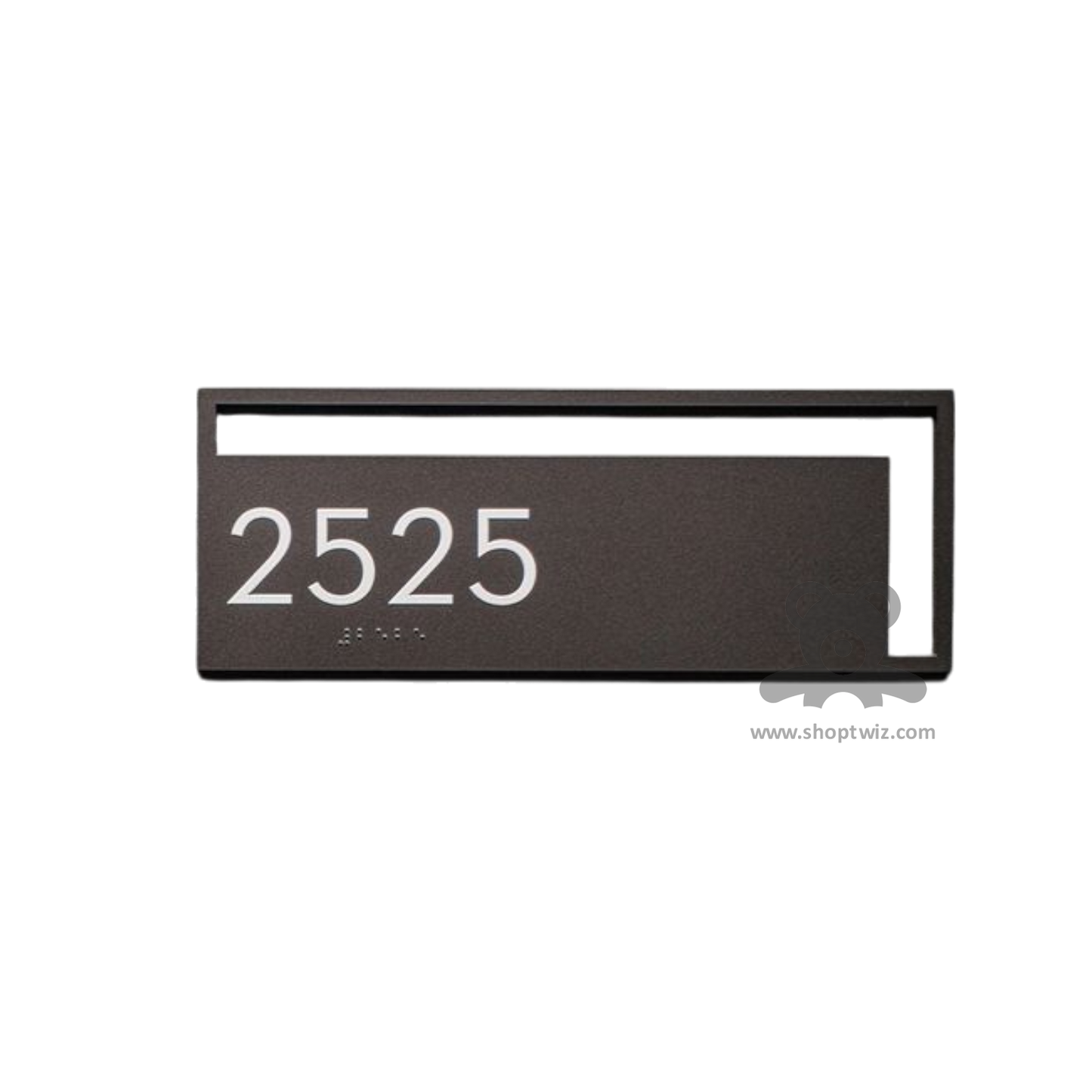 ShopTwiz Rectangle Brown Design White Letter Name Plate for House and Office