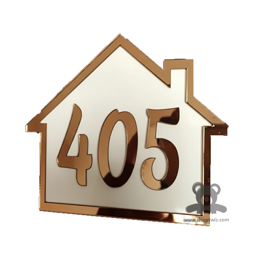 ShopTwiz Home White Acrylic Golden Letter Border Name Plate for House and Office