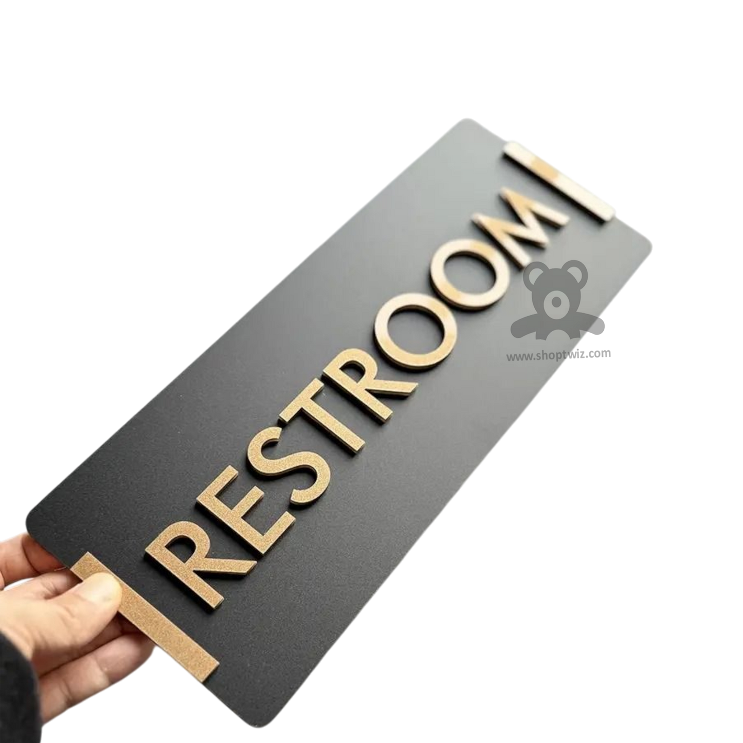 ShopTwiz Rectangle Black Golden Letter Name Plate for House and Office