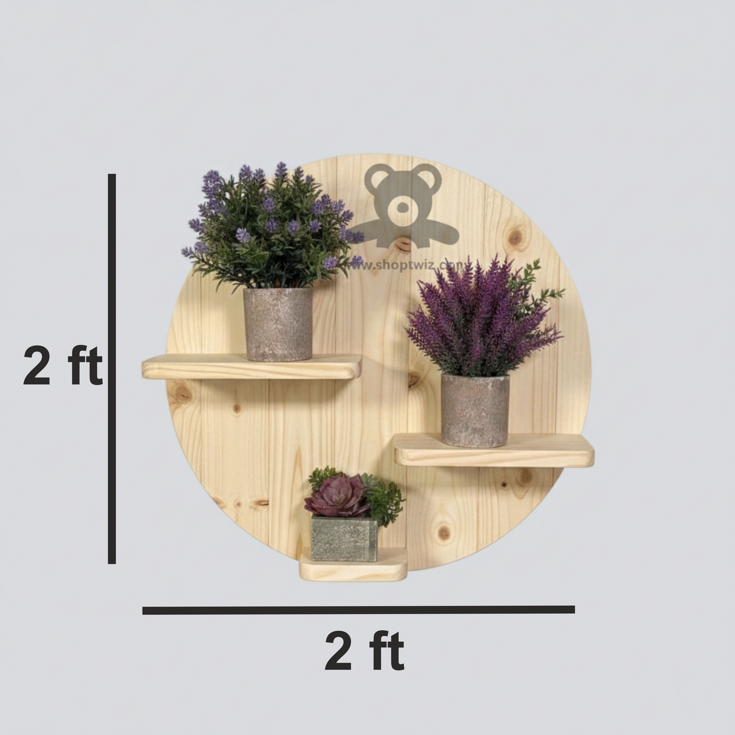 ShopTwiz Wooden Circle Wall Pot Stand