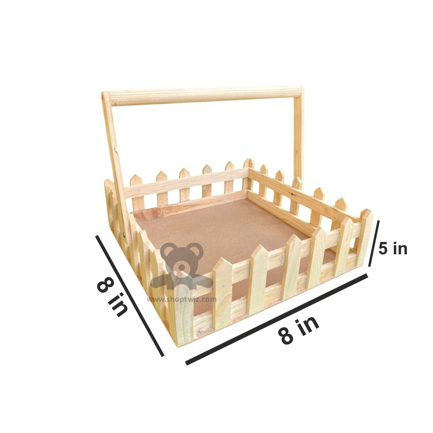 ShopTwiz Wooden Basket with Handle for Garden