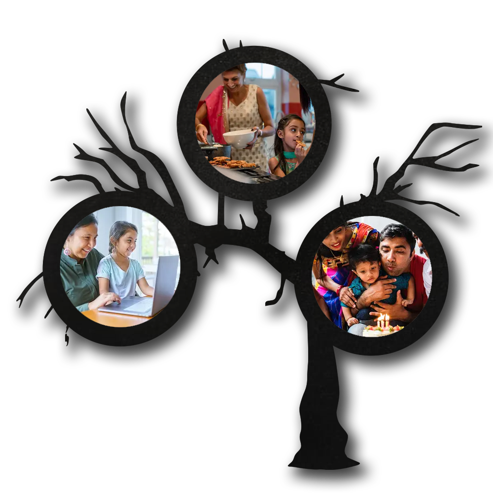 ShopTwiz Lovely Family Tree Collage Photo Frame with 3 photos ( Customizable )