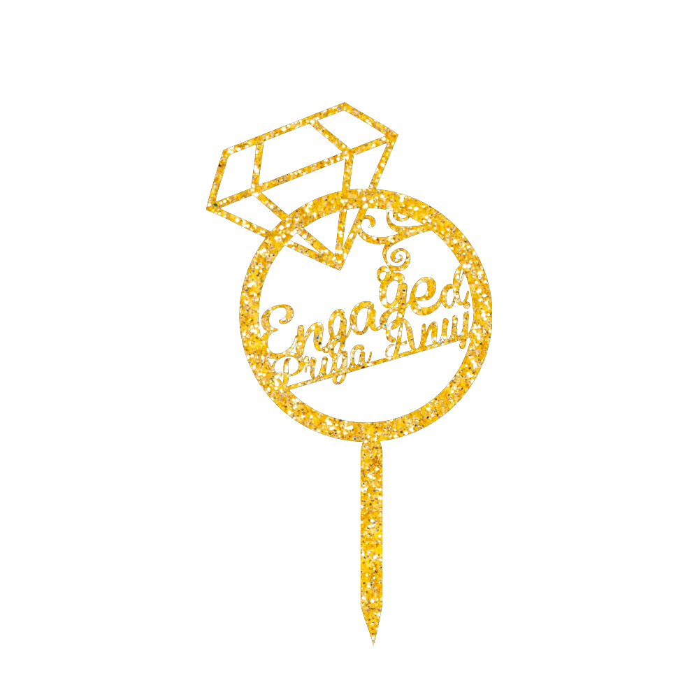 Happy Engaged Priya Anuj cake topper customize