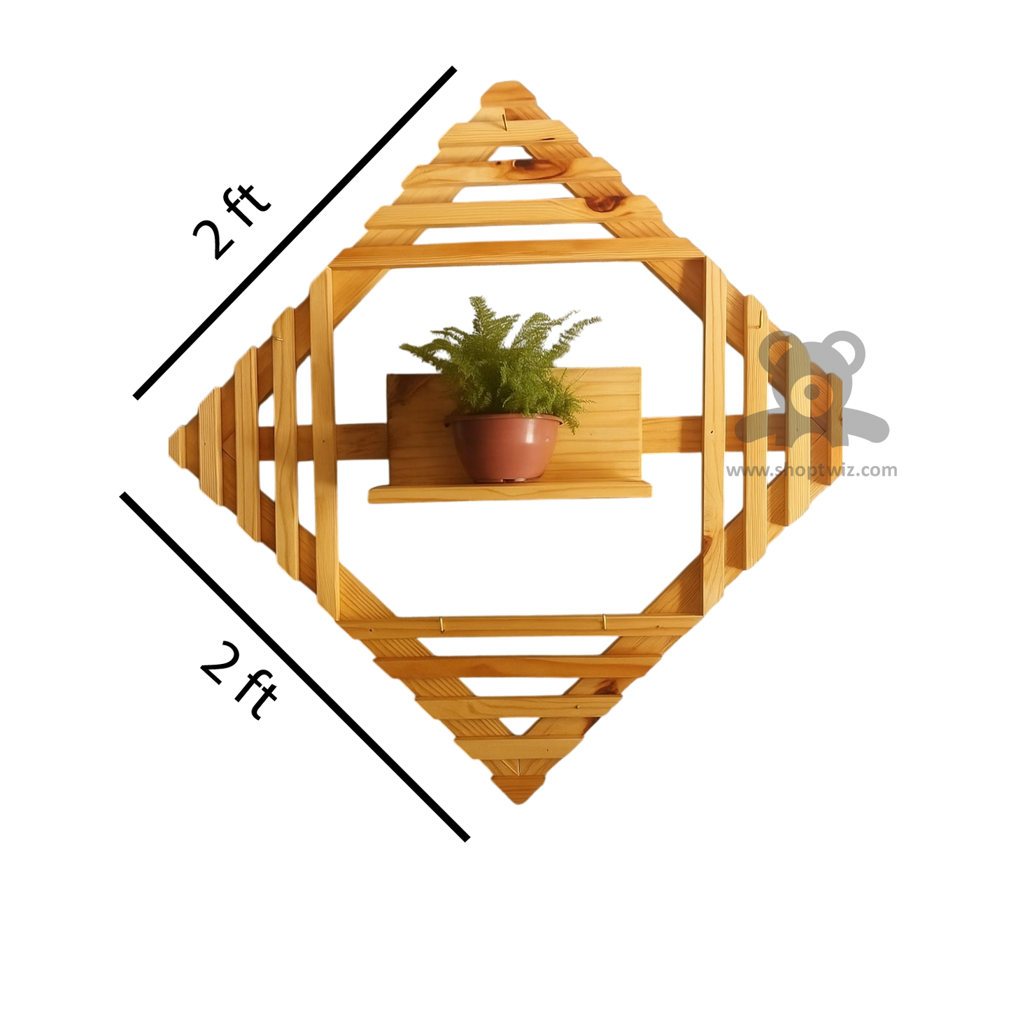 ShopTwiz Wooden Square Design Wall Pot Stand