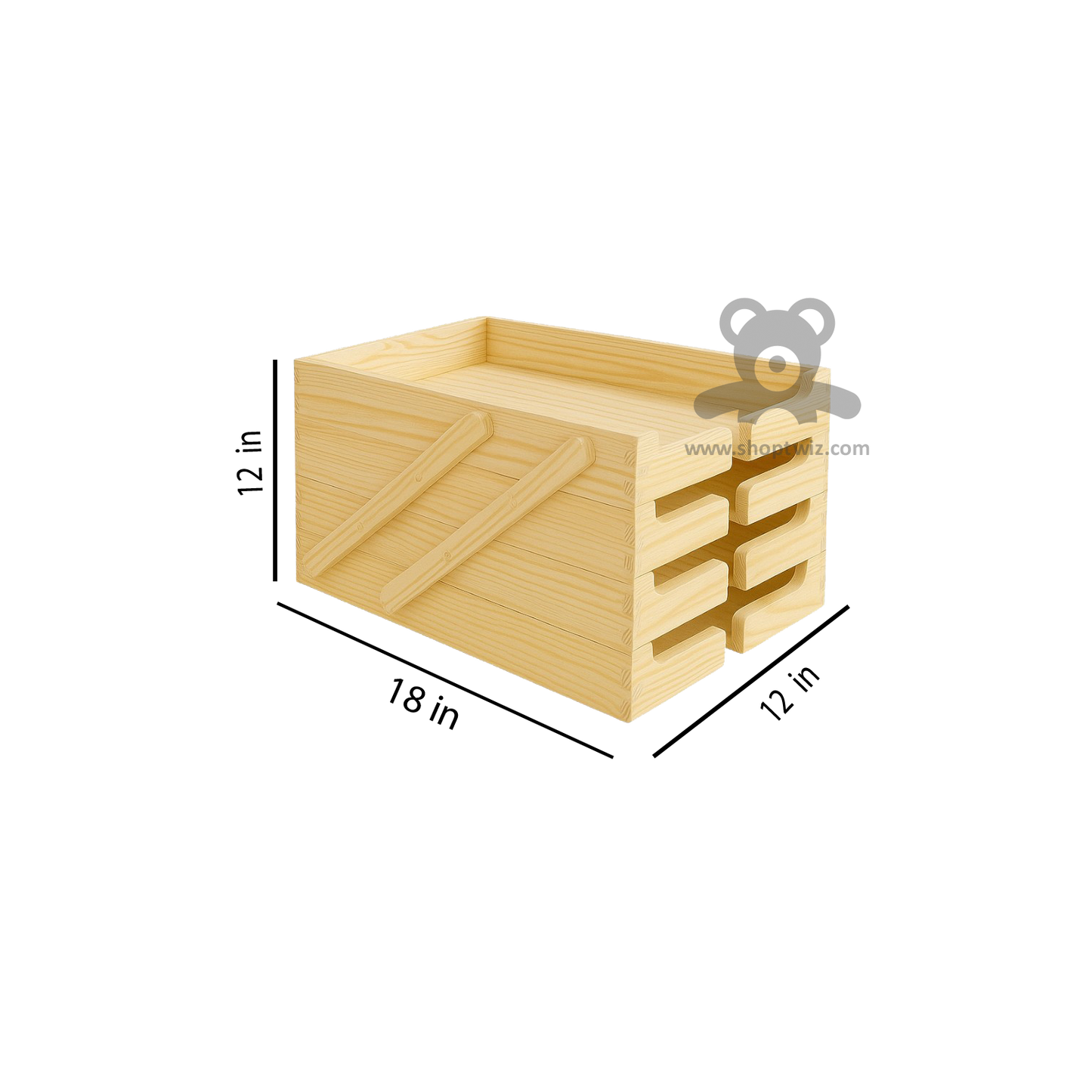 ShopTwiz Wooden Basket 4-Box Set for Kitchen