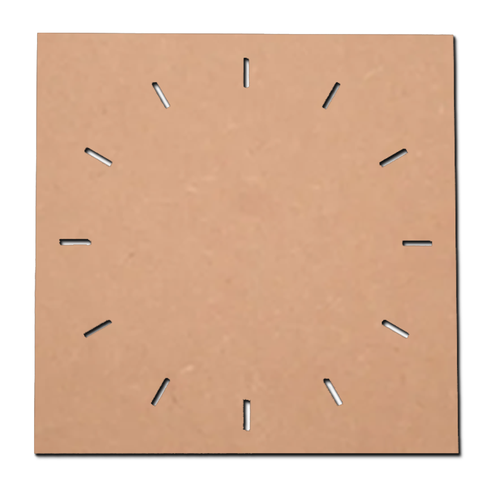 Square MDF Clock Base with Line Cut Design
