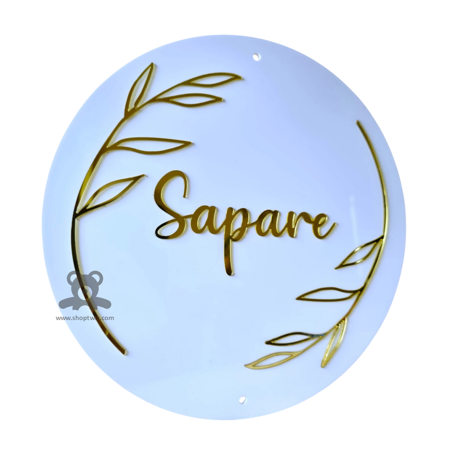 ShopTwiz Curve Rectangle White and Black Acrylic Name Plate for House and Office