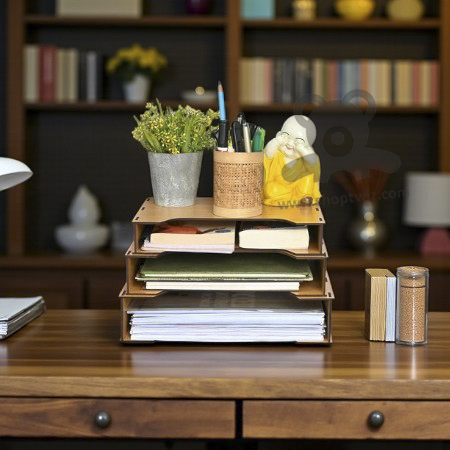 ShopTwiz Multi-Layer Wooden Desk Organizer - Premium Corporate Gift