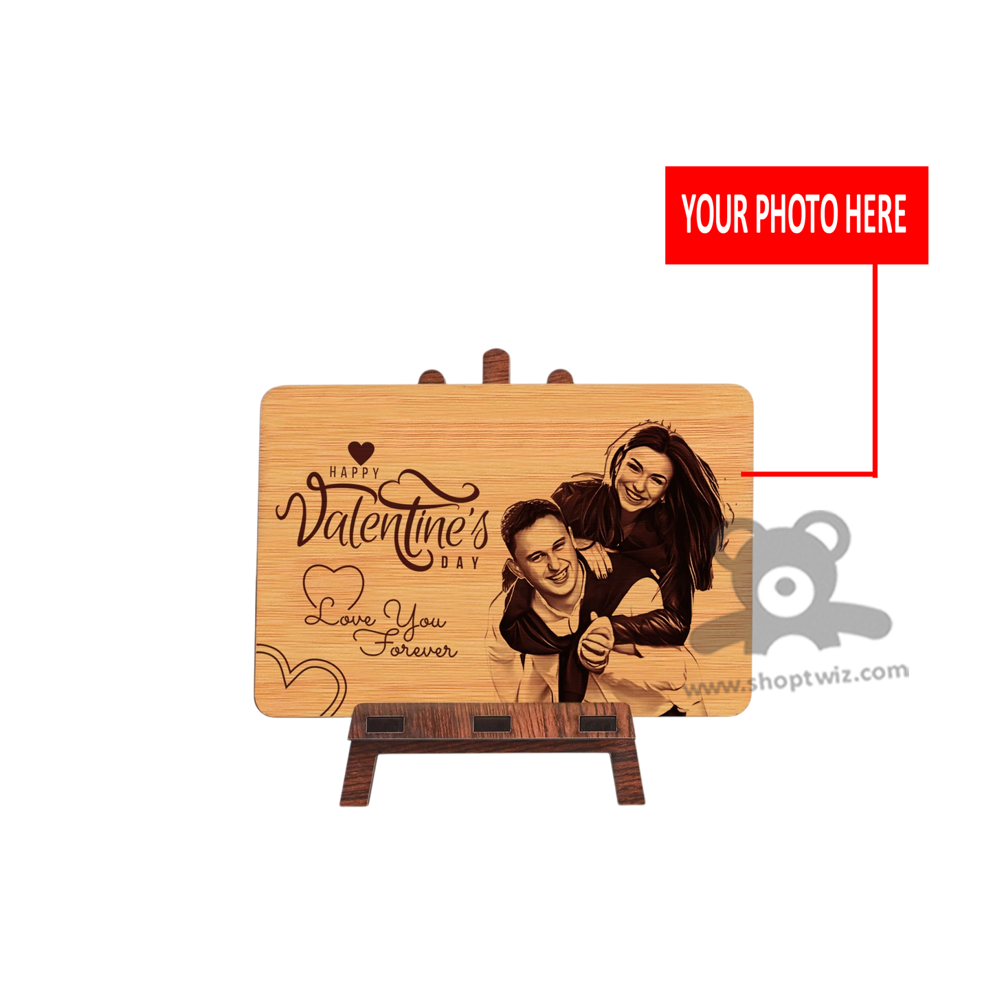 ShopTwiz Customized Wooden Valentine Photo Plaque- Love & Anniversary Corporate Gift