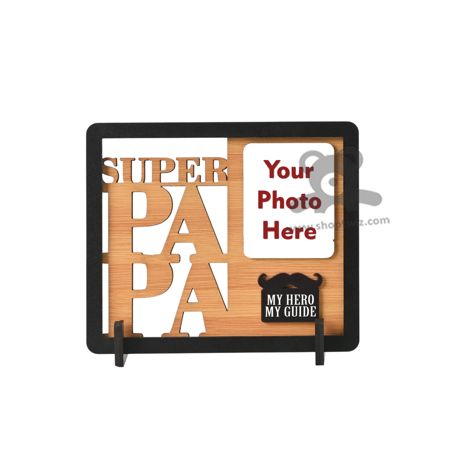 ShopTwiz Customized Wooden Super Dad Photo Frame - My Hero, My Guide Gift