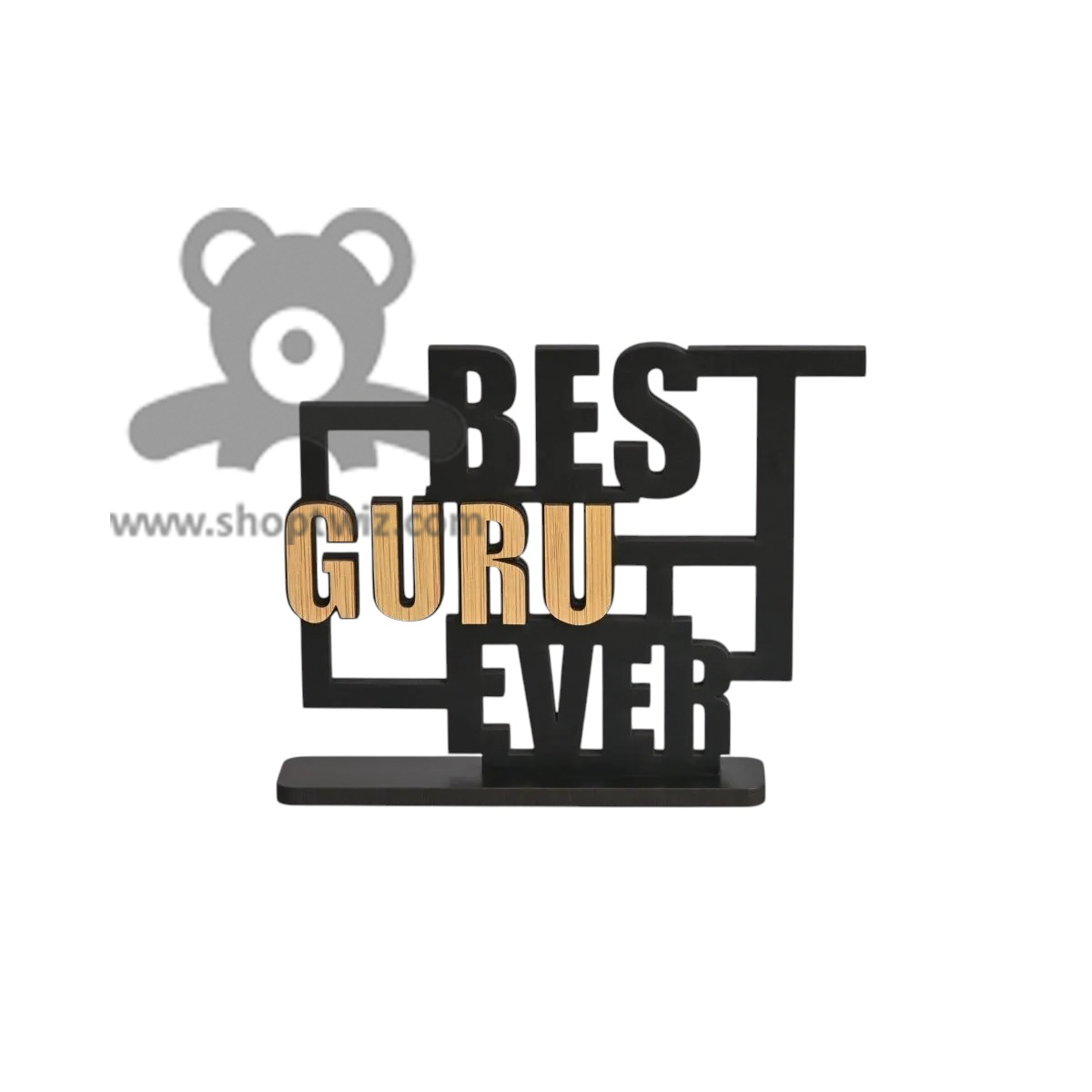 ShopTwiz Wooden Best Guru Ever Table Décor - Special Teacher's Day Corporate Gift
