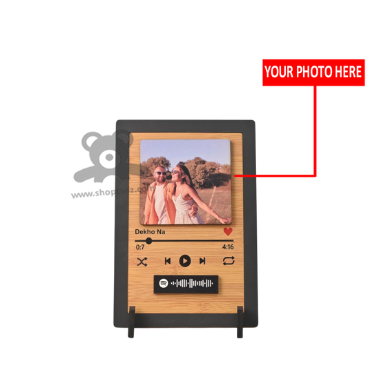ShopTwiz Customized Wooden Music Plaque With & Photo & Spotify Code - Unique Corporate & Personal Gift