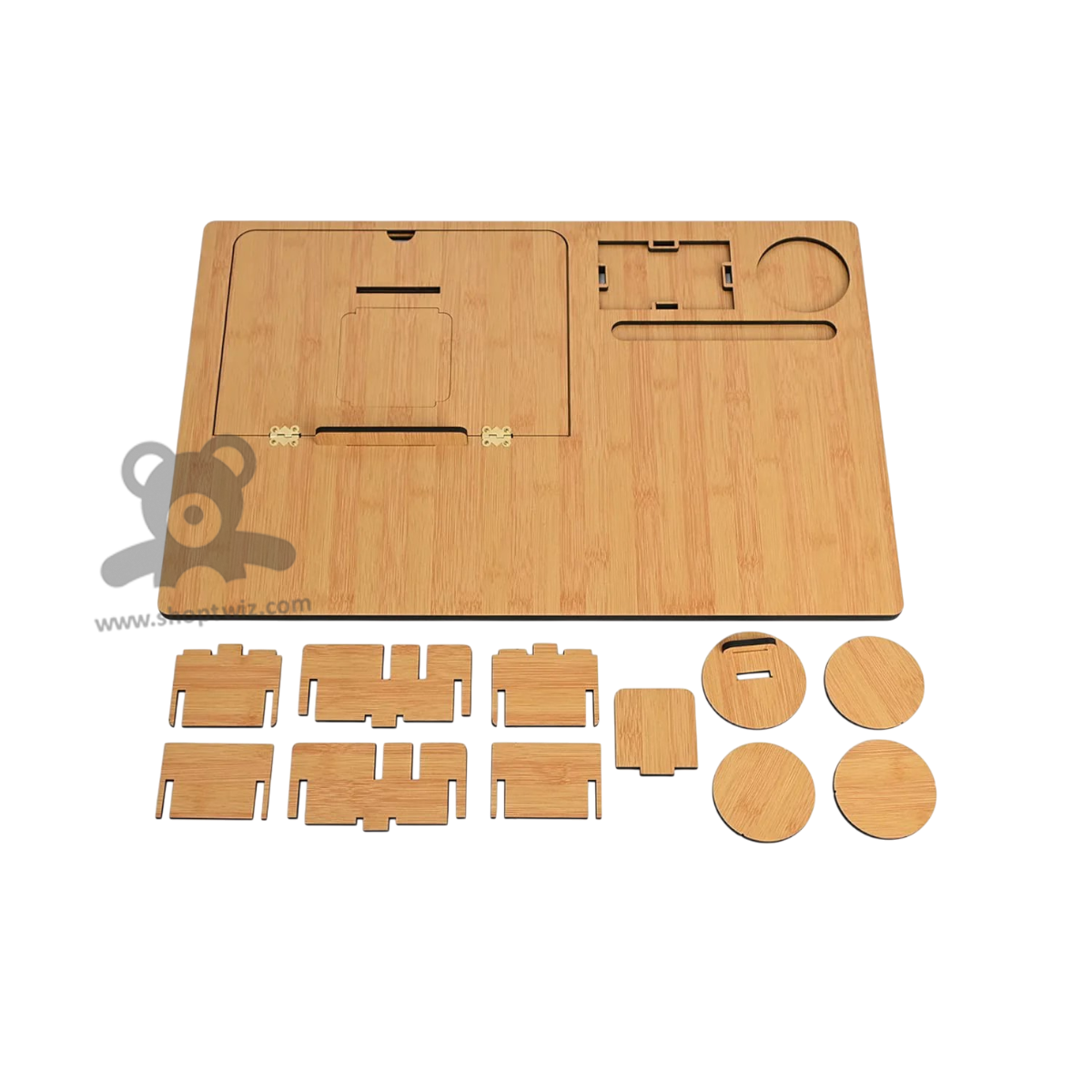 ShopTwiz Wooden Laptop Stand With Mouse Pad & Coaster Set -Premium Corporate Gift