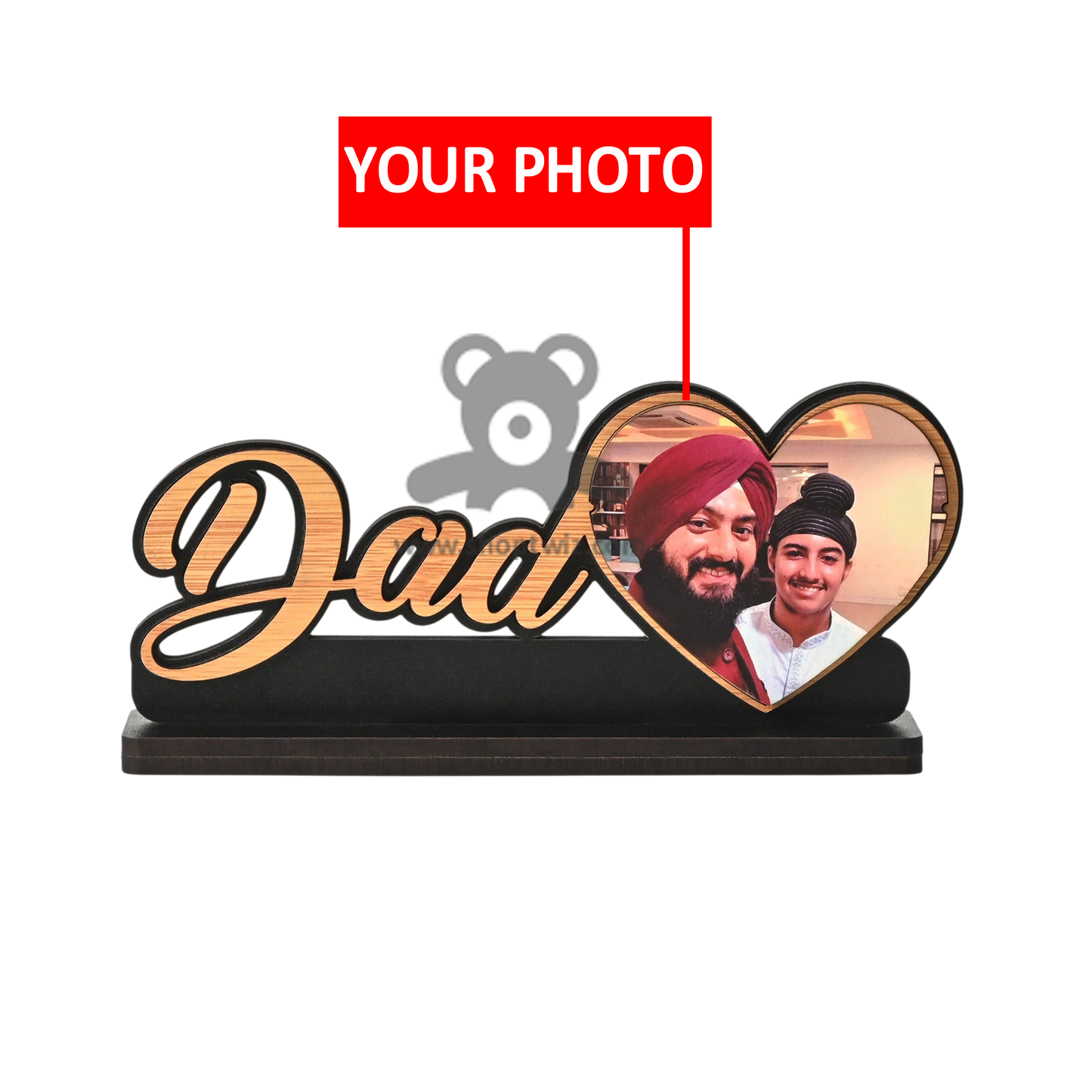 ShopTwiz Customized Wooden Dad Heart Photo Frame - Special Father's Day Gift