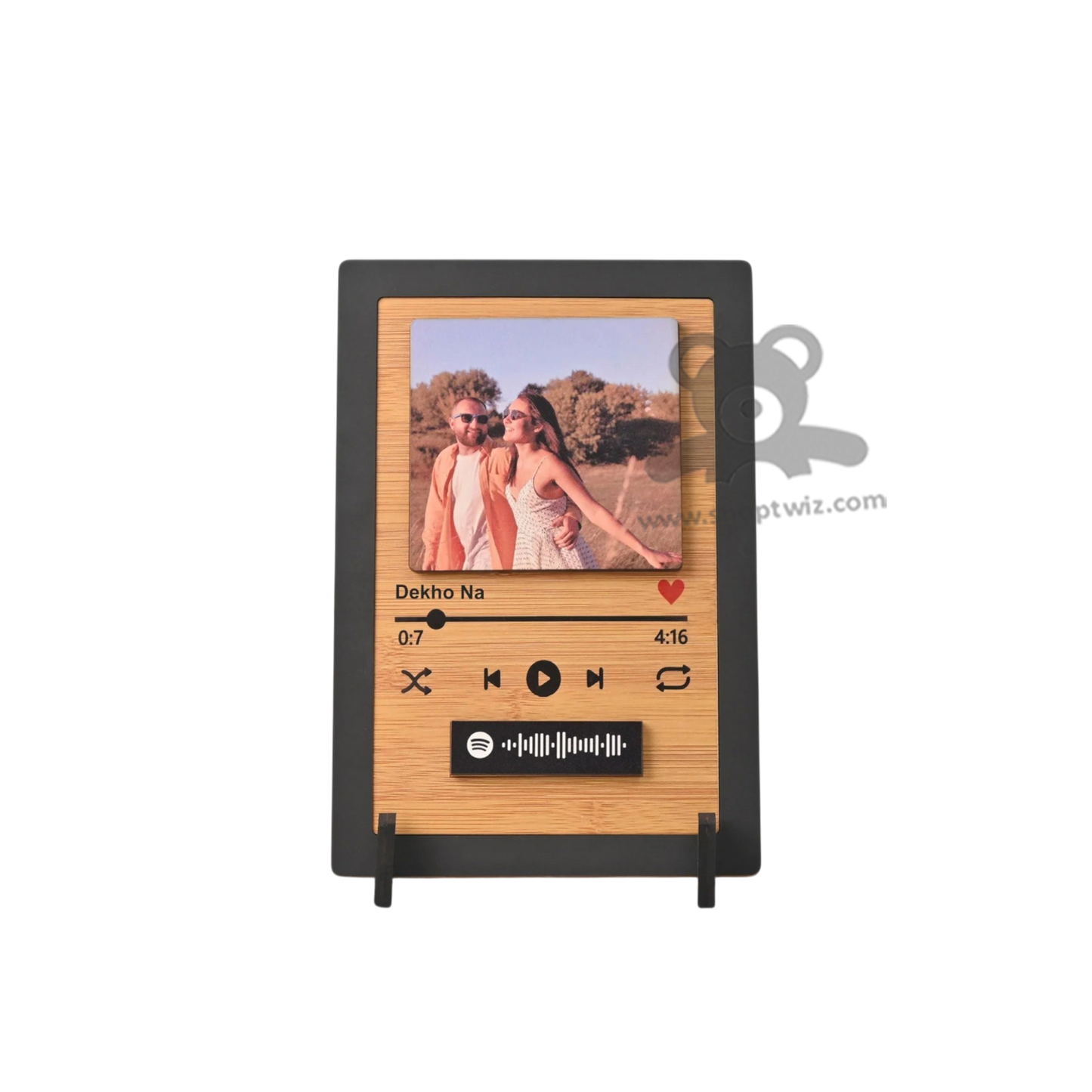 ShopTwiz Customized Wooden Music Plaque With & Photo & Spotify Code - Unique Corporate & Personal Gift