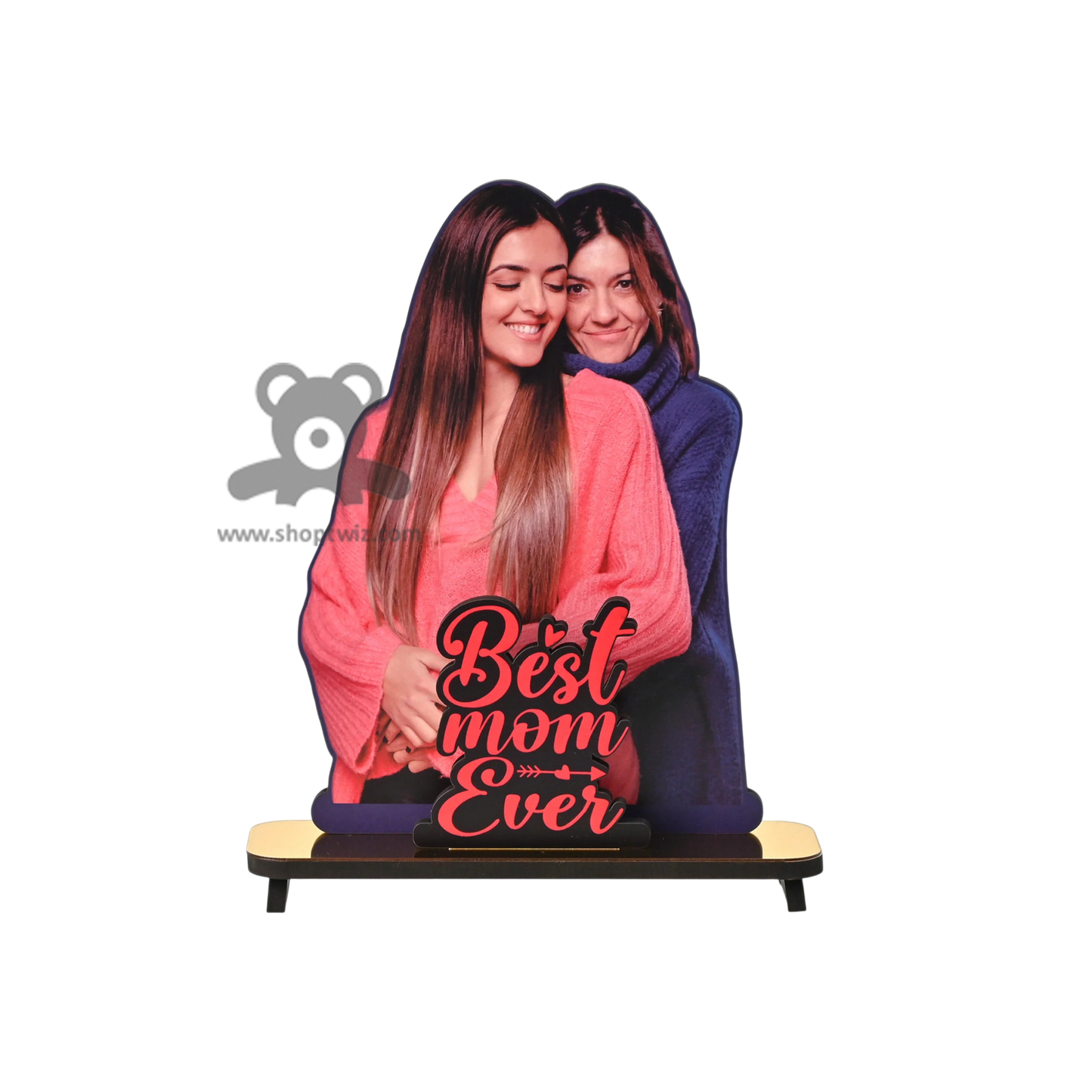 ShopTwiz Customized Heart Shaped Wooden Best Mom Ever Photo Stand - Special Mother's Day Gift