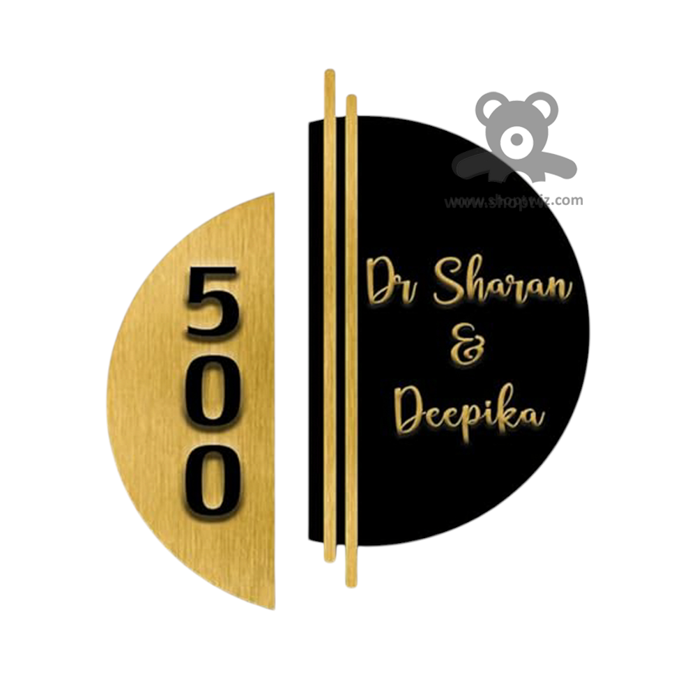 ShopTwiz Circle Design Black And Golden Letter Name Plate for House and Office