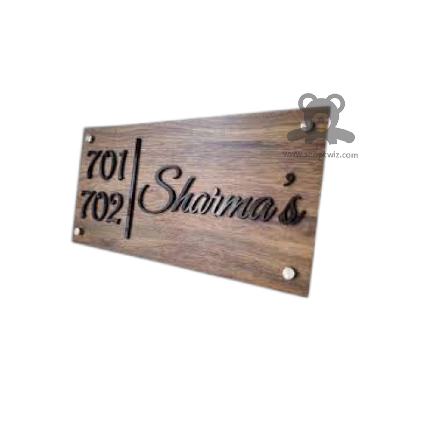 ShopTwiz Rectangle Wood Black Letter Name Plate for House and Office