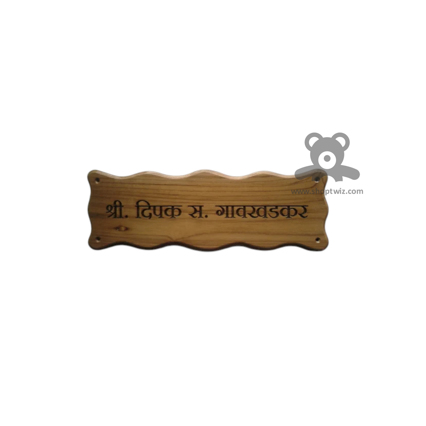 ShopTwiz Rectangle Wood Design Black Letter Name Plate for House and Office