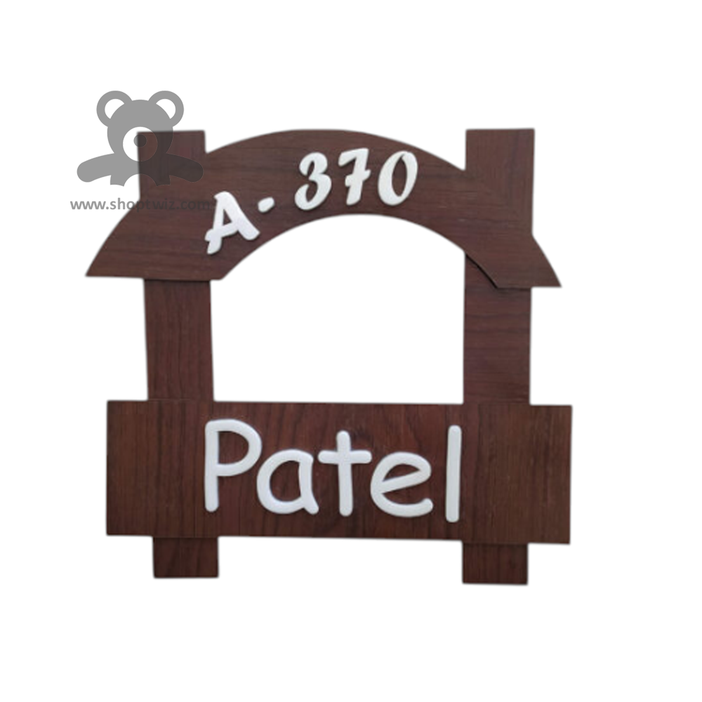 ShopTwiz Wood Stick White Letter Name Plate for House and Office