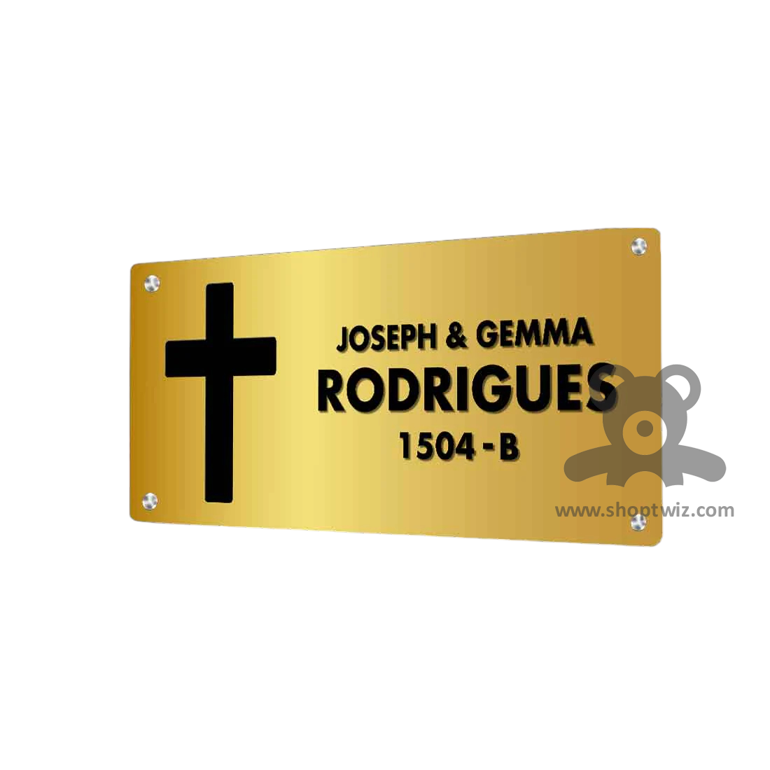 ShopTwiz Rectangle Golden Acrylic Black Letter Jesus Name Plate for House and Office