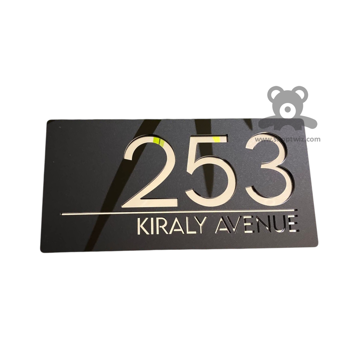 ShopTwiz Rectangle Black Golden And Black Acrylic Name Plate for House and Office