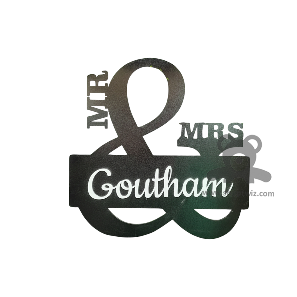 ShopTwiz Black Design White Letter Name Plate for House and Office