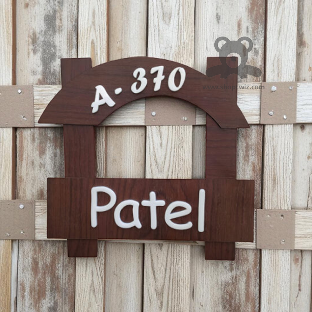 ShopTwiz Wood Stick White Letter Name Plate for House and Office