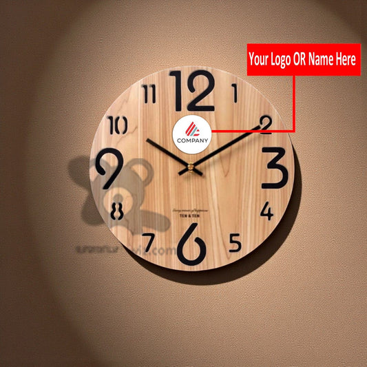 ShopTwiz Customized Wooden Wall Clock – Personalized Logo & Name Corporate Gift