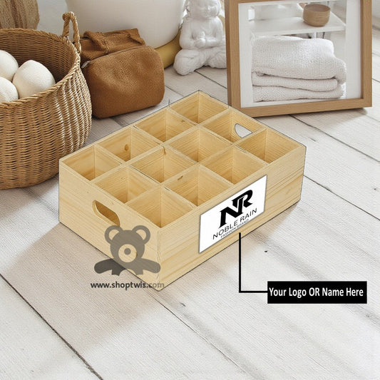 ShopTwiz Wooden Storage Organizer Box with 12 Compartments | Multipurpose Partition Case