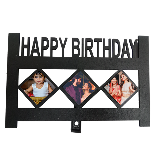 ShopTwiz Happy Birthday  Collage Photo Frame with 3 photos ( Customizable )