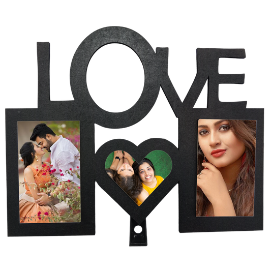 ShopTwiz Love Collage Photo Frame with 3 photos ( Customizable )