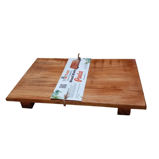 ShopTwiz Wooden Peedha/Chawki/Peeta/Patli Bajot/Peetalu/Patla/Manai/Palagai Asana for Pooja Ghar or Wedding Decor (Size 18 inch x 12 inch)