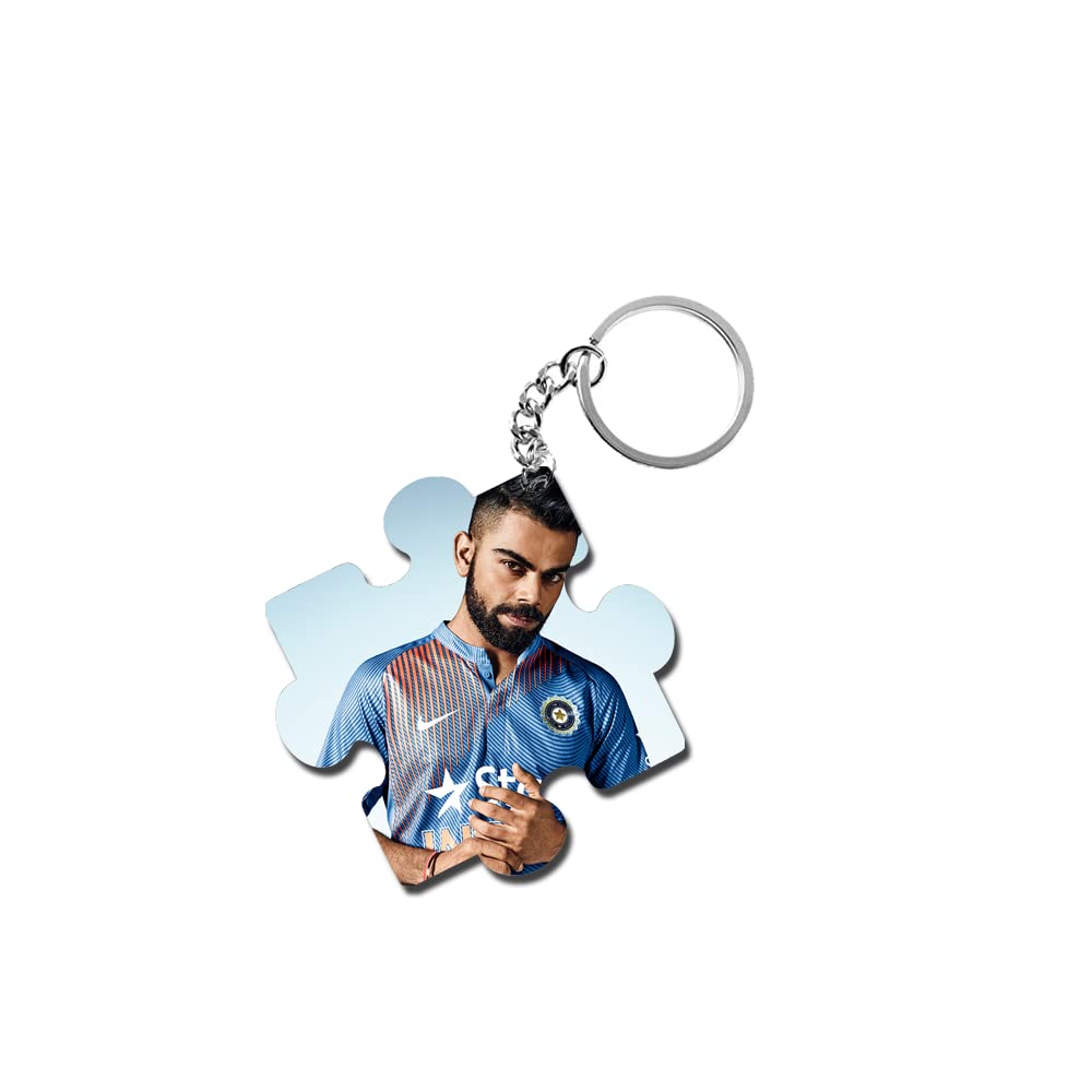 ShopTwiz Virat Kohli Wooden Puzzle Key Ring (Set of 2)