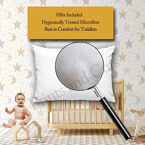 Prints and Cuts Toddler/Baby/New Born Pillow with Extra Soft Pillow Cover - Cliart Design - 9" x 12" - Baby Pillow for Bedding, Bed Set - (Set of 1)