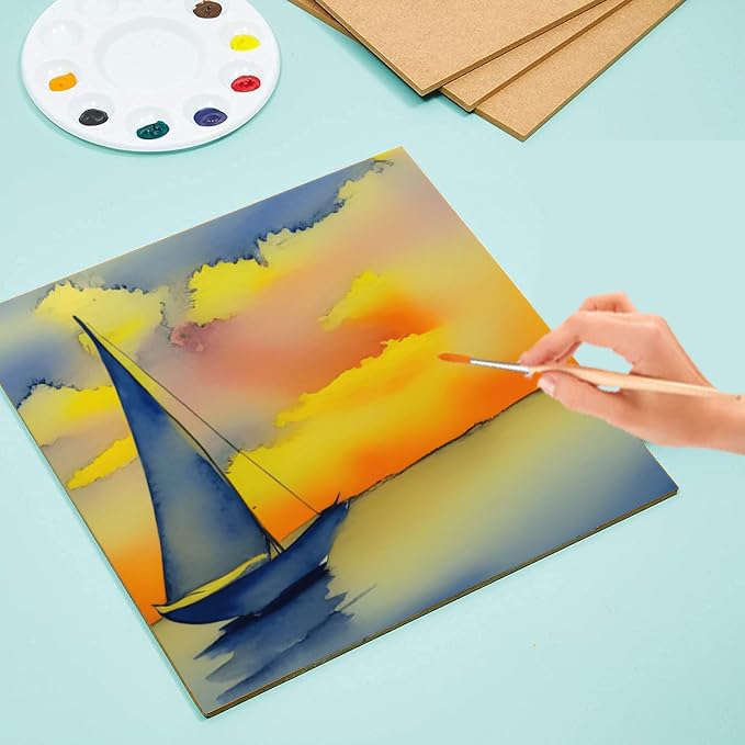 ShopTwiz 6 Piece MDF Boards for Art and Craft, Wood MDF Sheets for Craft Work, DIY MDF Cutouts