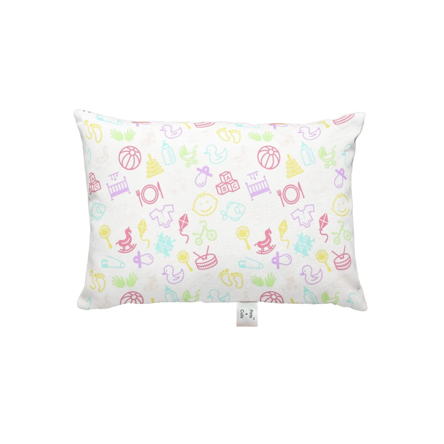 Prints and Cuts Toddler/Baby/New Born Pillow with Extra Soft Pillow Cover - Drum Art - 9" x 12" - Baby Pillow for Bedding, Bed Set - (Set of 1)