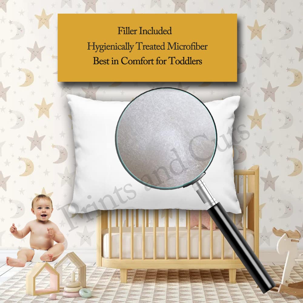 Prints and Cuts Toddler/Baby/New Born Pillow with Extra Soft Pillow Cover - Drum Art - 9" x 12" - Baby Pillow for Bedding, Bed Set - (Set of 1)