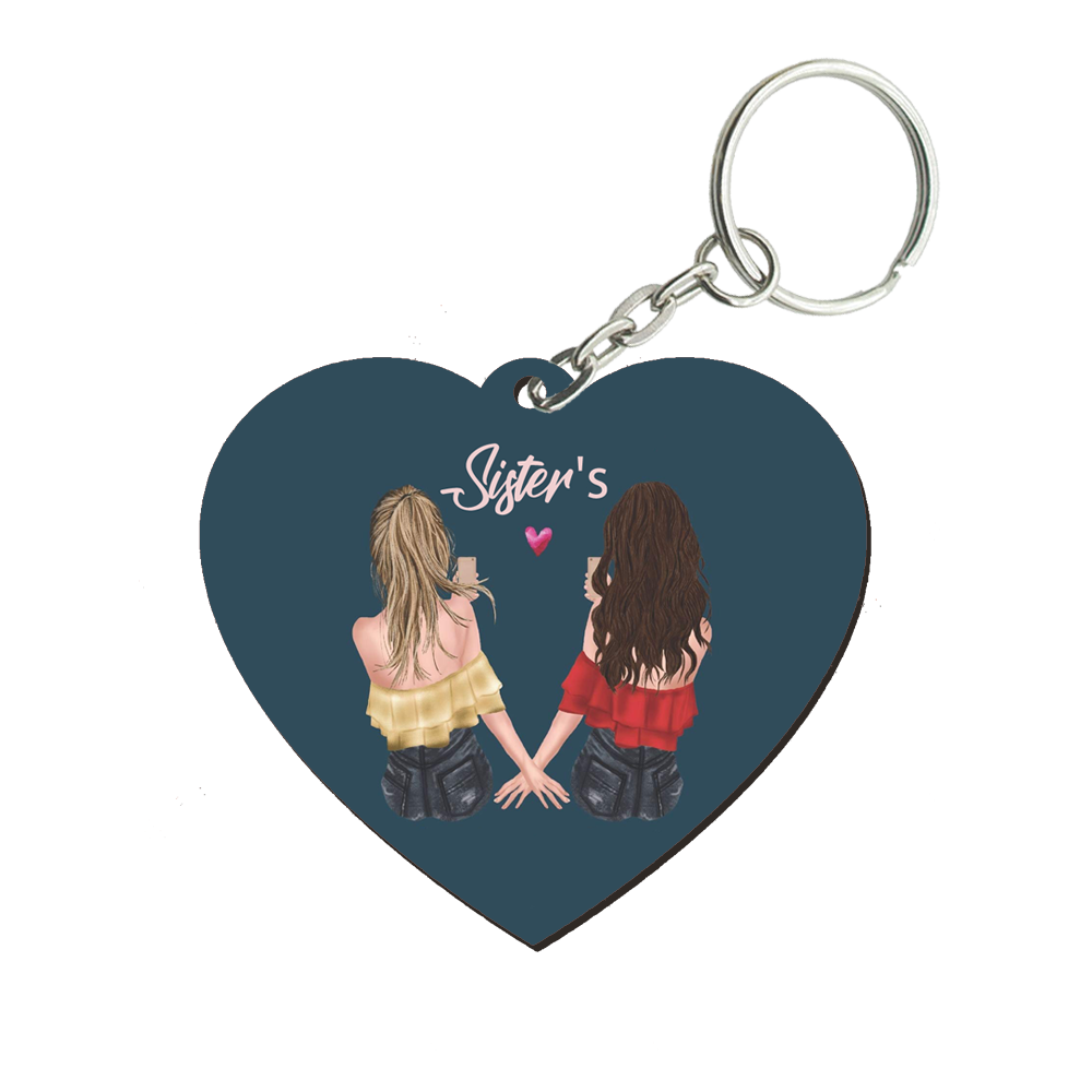 Sisters Heart Keyring
