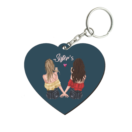 Sisters Heart Keyring