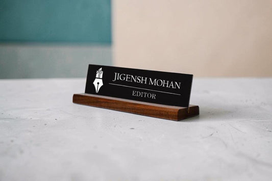 Customized Wooden Name Plate with Acrylic Top