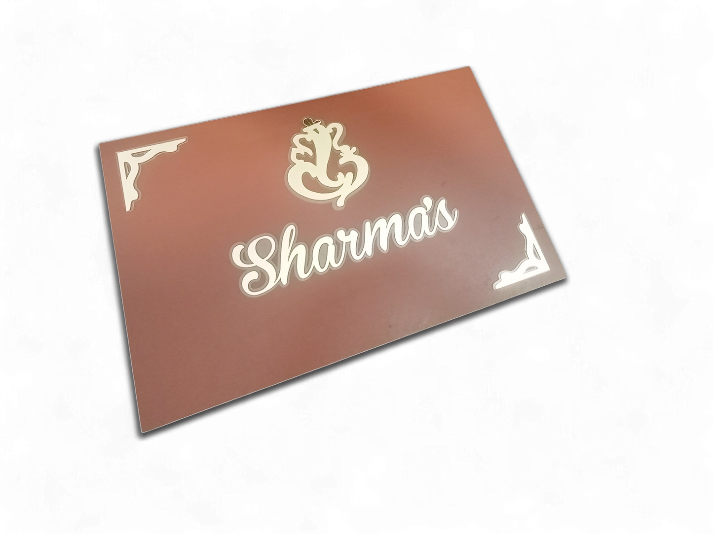 Sharma's Name Plate For Home / Office Door - Wooden Base with Acrylic Design