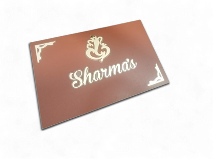 Sharma's Name Plate For Home / Office Door - Wooden Base with Acrylic Design