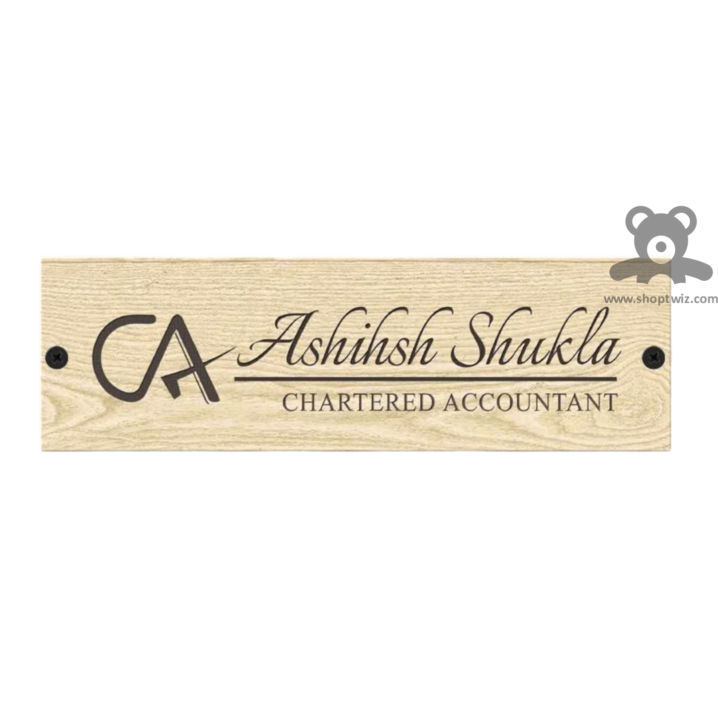 ShopTwiz Rectangle Wood Black Letter Name Plate for House and Office