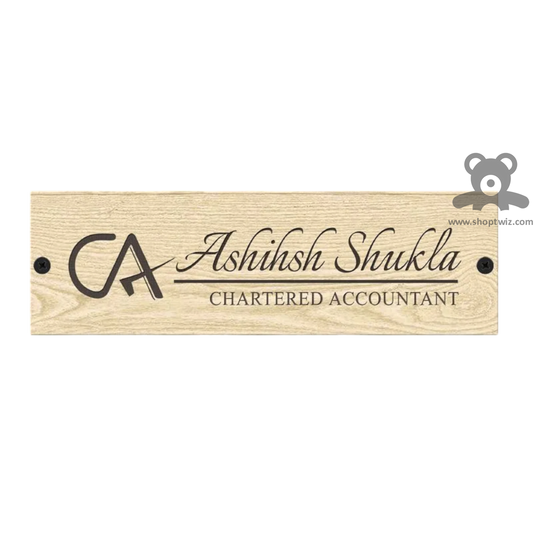 ShopTwiz Rectangle Wood Black Letter Name Plate for House and Office
