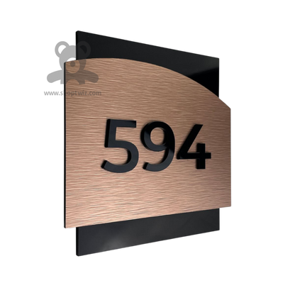 ShopTwiz Square Black Acrylic And Wood Black Letter Name Plate for House and Office