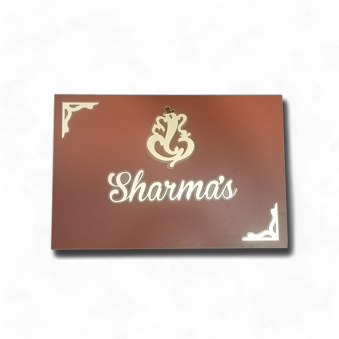 Sharma's Name Plate For Home / Office Door - Wooden Base with Acrylic Design