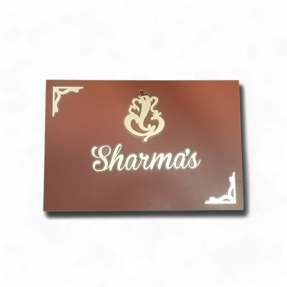 Sharma's Name Plate For Home / Office Door - Wooden Base with Acrylic Design