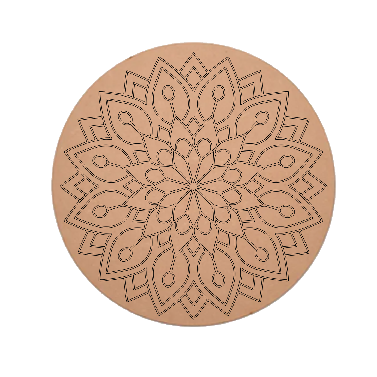 MDF Pre Marked Mandala Beauty Art Round Cutout Design