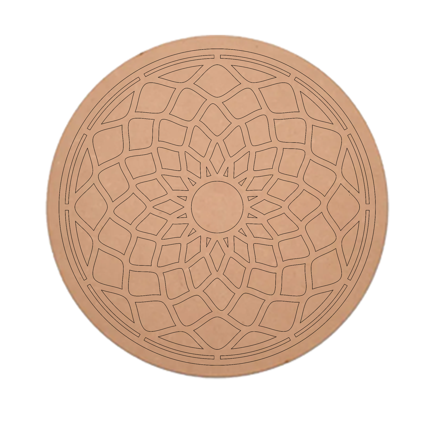 MDF Pre Marked Floral Art Round Mandala Cutout Design